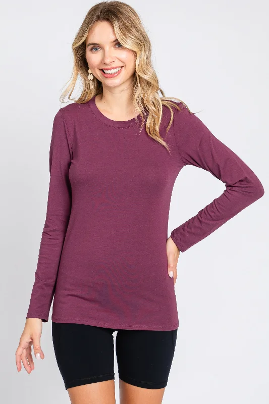 Vibrant Femme Fashion Plum Long Sleeve Top