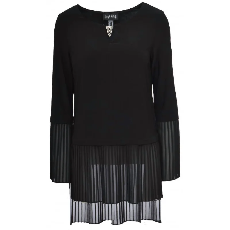 Comfy Women's Outfits for Daily Wear Women's Pleated Tunic In Black