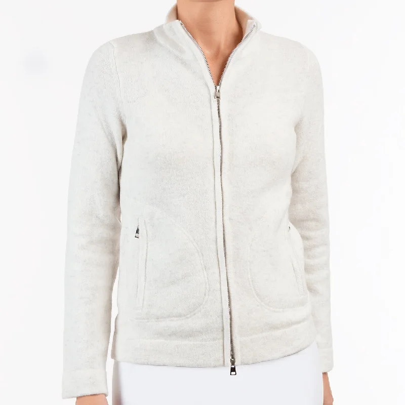 Women's Elegant Outfit Zip Cardigan in White