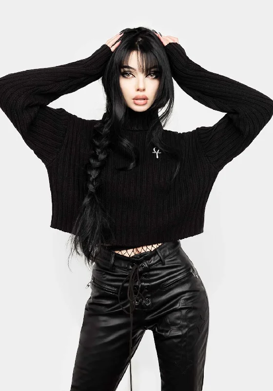 Casual Fashion Fate Funnel-Neck Crop Jumper