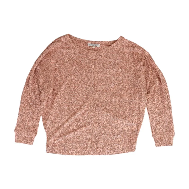 Earthy Tones Orange Solid Crewneck Knit Top