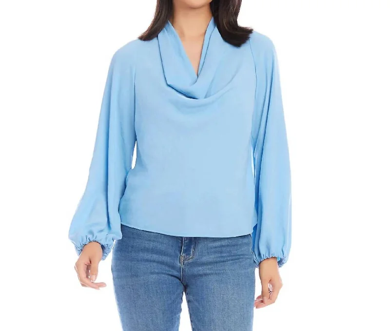 Women's Plus-Size Attire Cowl Neck Top In Blue