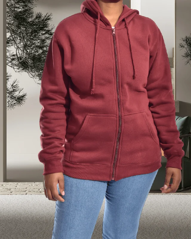 Formal Attire For Women Maroon Unisex Hooded Jacket