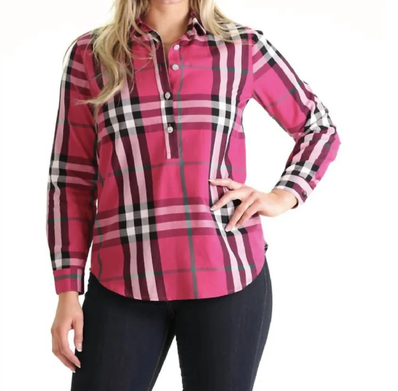 Women's Activewear for Exercise and Sports Jewel Point Tunic In Pink Plaid