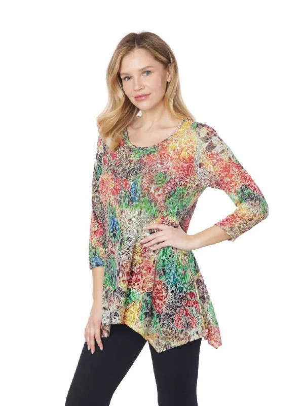 Best Boutiques Online Tianello "Chamba" Printed Cotton Burnout Asbury Tunic S,M