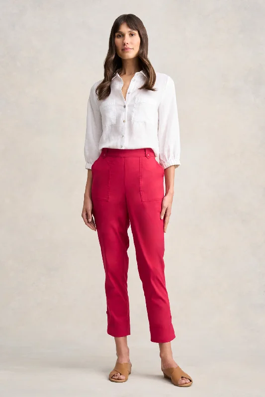 High End Women's Wear Pocket Detail Capri Pant - Rouge