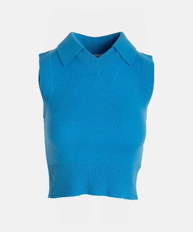 Best Online Boutiques For Women Cashmere Sleeveless V-Neck Polo