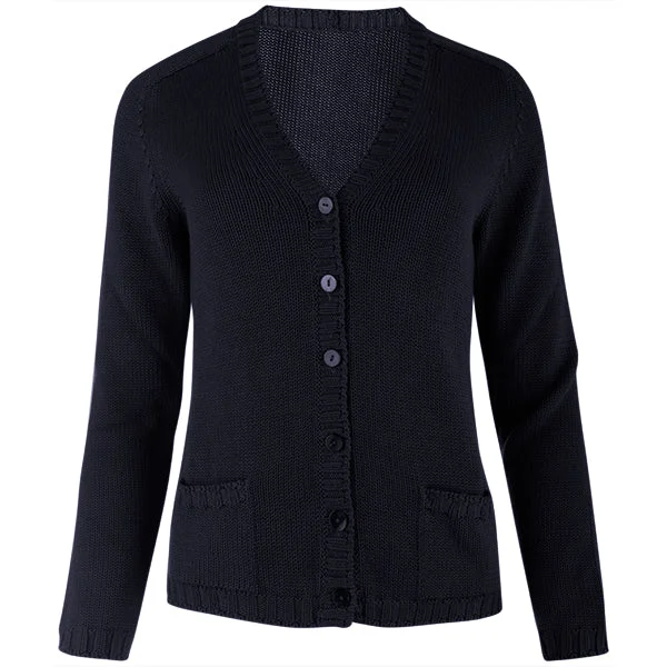 Women's Work Outfit For The Office Short Varsity Cardigan in Navy