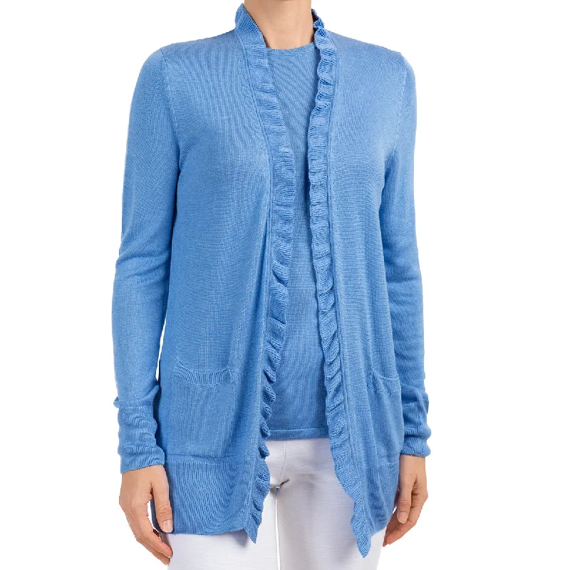 Women's Clothing Outfit Set Silk Viscose Cardigan in French Blue