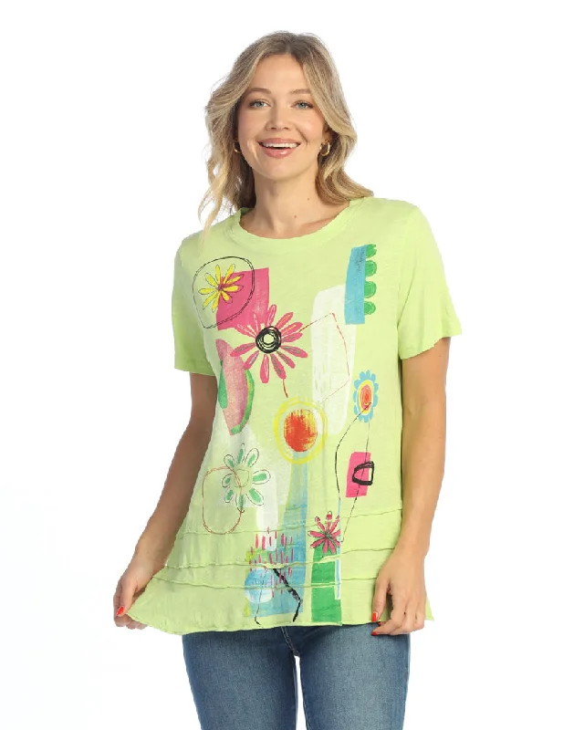 Women's Elegant Apparel “Madison" Abstract Print Layered Short Sleeve Top - M82-2108