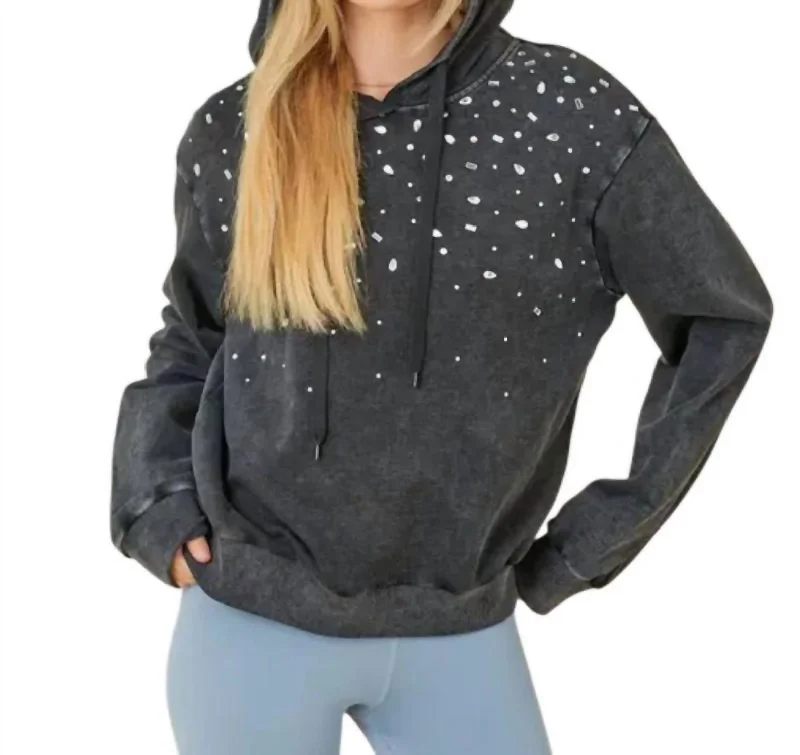 Women Wear Online Distressed Graphic Hoodie Sweatshirt In Gray