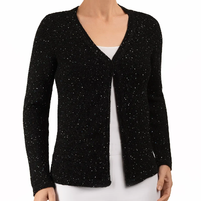 Trendy Women's Apparel Pailletami Cardigan in Black