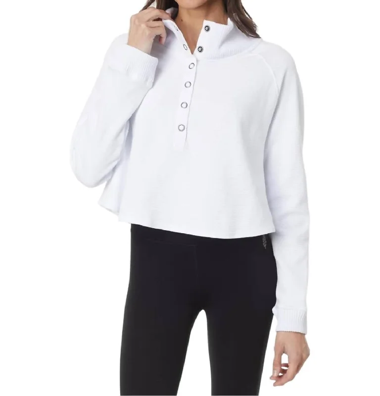 Online Boutiques Affordable So Fly Henley Layer Coddy Sweatshirt In White