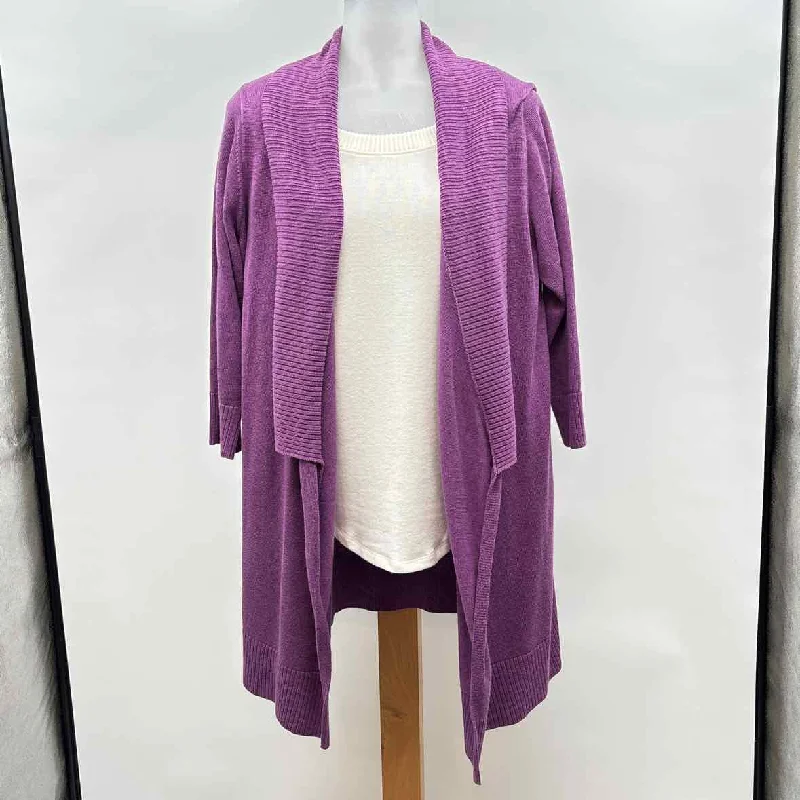 Women's Wedding Apparel Eileen Fisher Women's Size L Purple Solid Cardigan