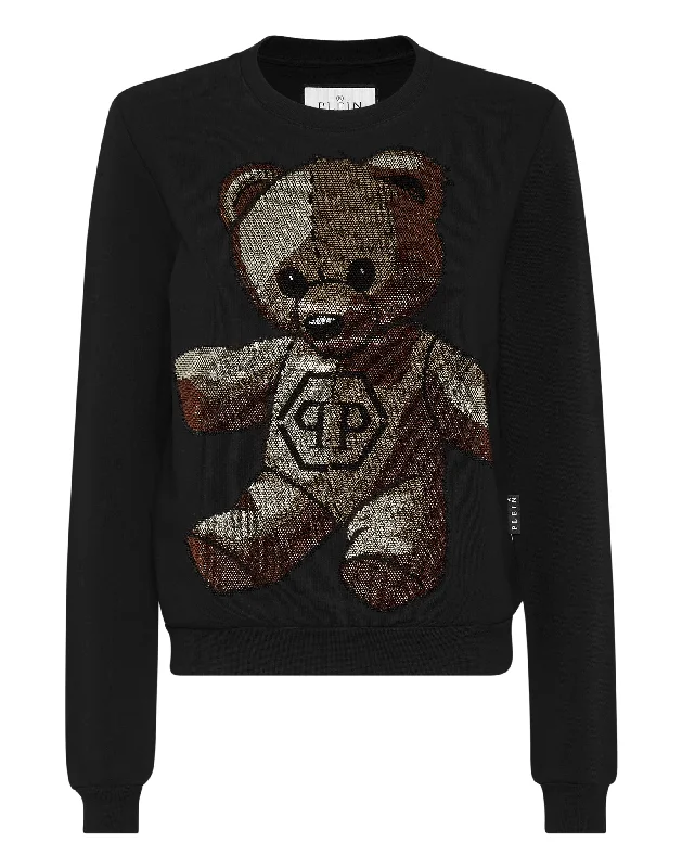 Women's Luxury Garments Sweatshirt with Crystals Teddy Bear