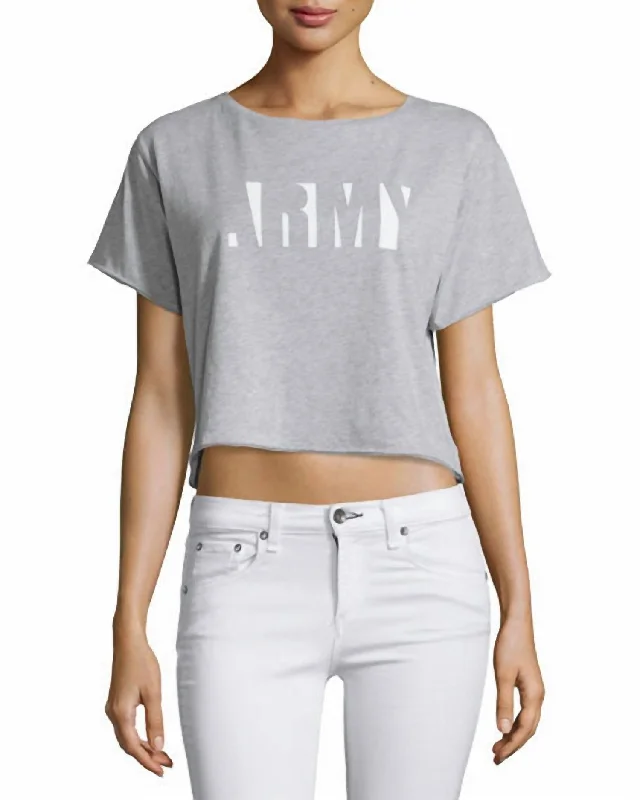 Women's Fashion Clothing Women Heather Gray Graphic X-Boyfriend Cropped Tee