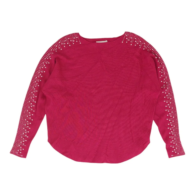 Casual Fashion Magenta Solid Crewneck Knit Top