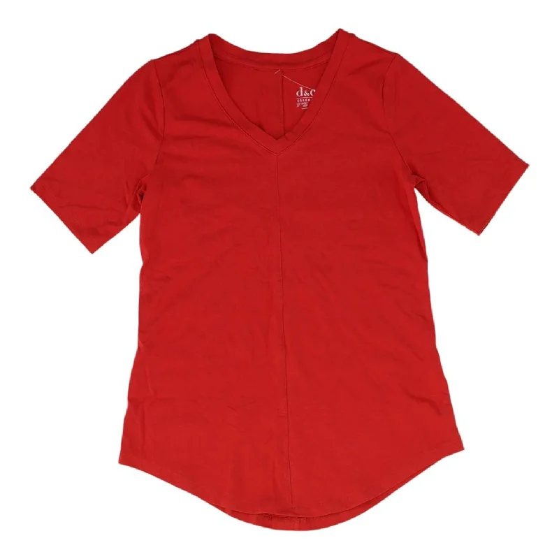 Flash Sale Event Red Solid V Neck Knit Top