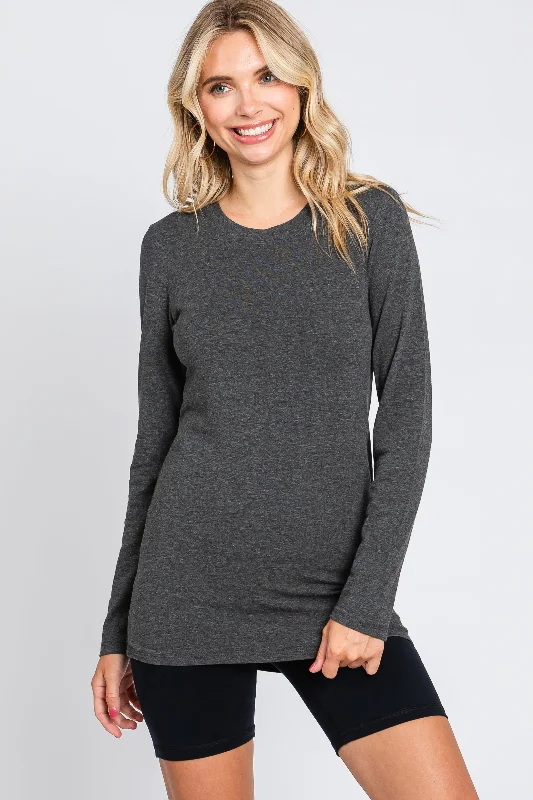 City Fashion Charcoal Long Sleeve Top