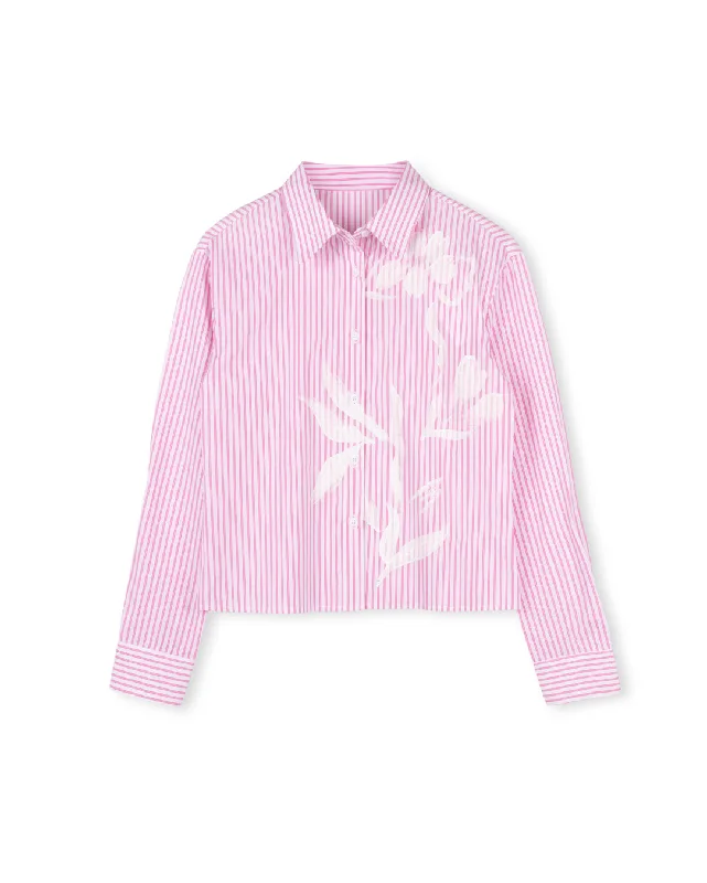 Chic Wardrobe Painted Flower Stripe Blouse