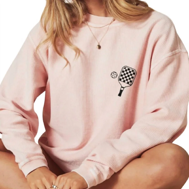 Women's Vacation Attire Pickle Baller Corded Sweatshirt In Pink