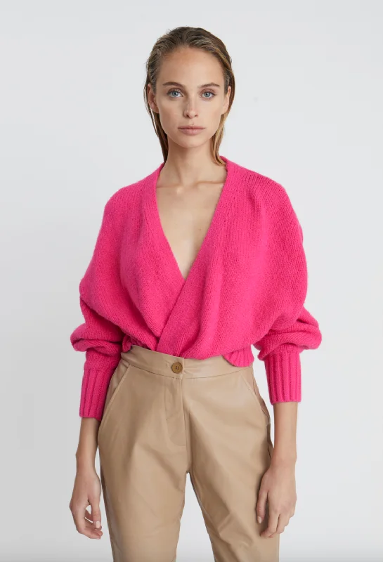 Sophisticated Style Virgin Cardigan - Hot Pink