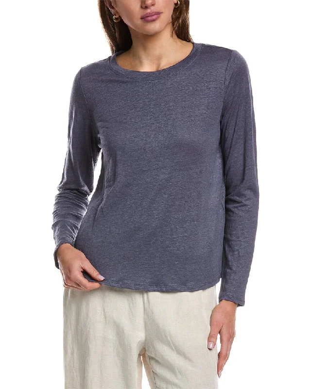 Women's Functional Outfit For Outdoor Activities EILEEN FISHER Petite Crewneck Linen T-Shirt