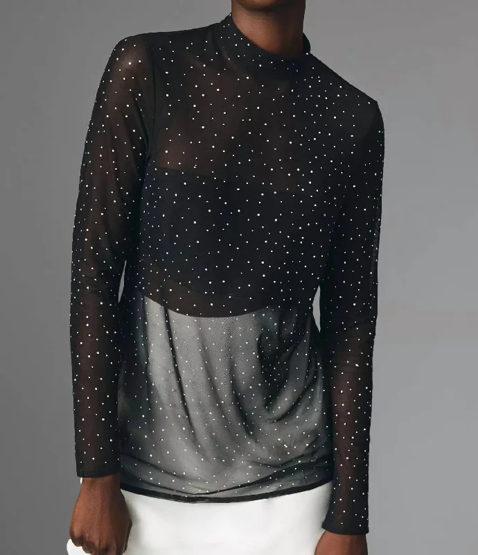 Women's Party Outfit Starlight Long-Sleeve Sheer Tunic In Black