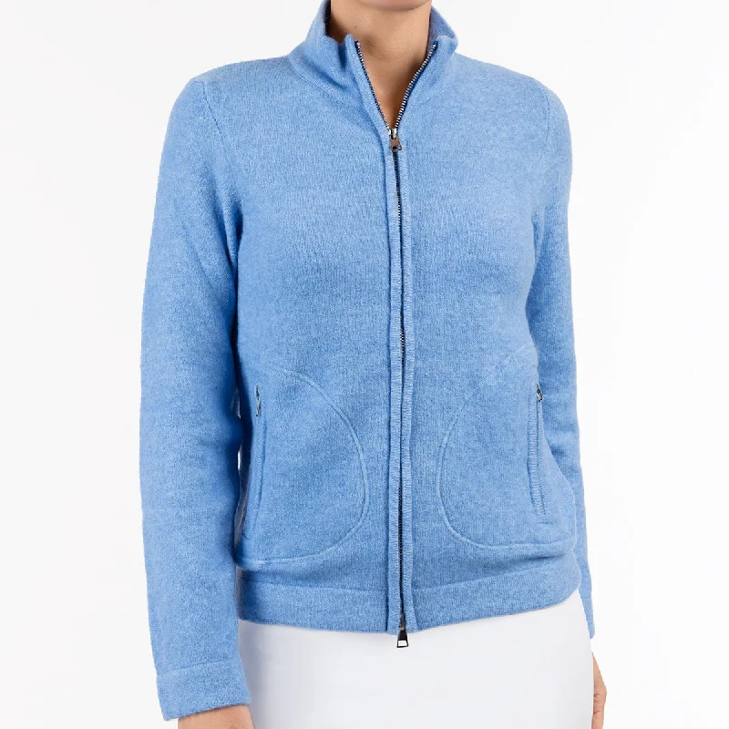 Women's Holiday Outfit Zip Cardigan in French Blue