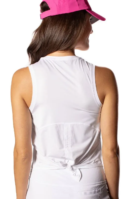 Women Apparel White Sleeveless Sport Tie Top