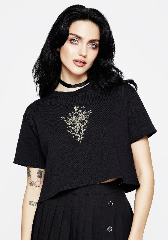 High End Women's Wear Hawkmoth Graphic Print Boxy Crop Tee