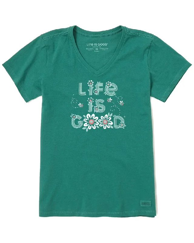 Stylish Women's Outfit Life is Good Crusher V-Neck T-Shirt