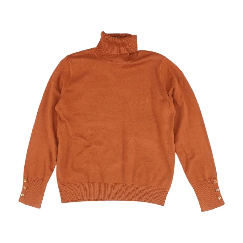 Timeless Elegance Orange Solid Turtleneck Knit Top