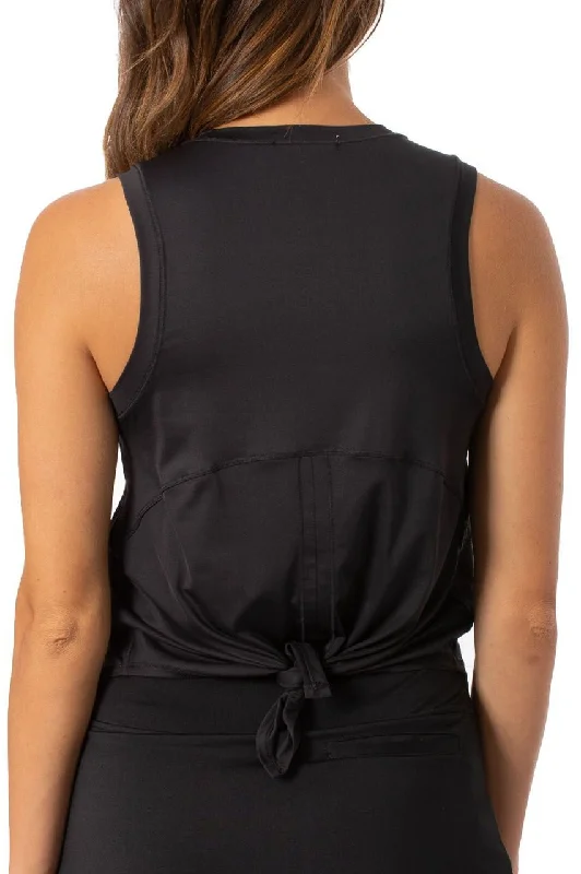 Exclusive Discount Black Sleeveless Sport Tie Top