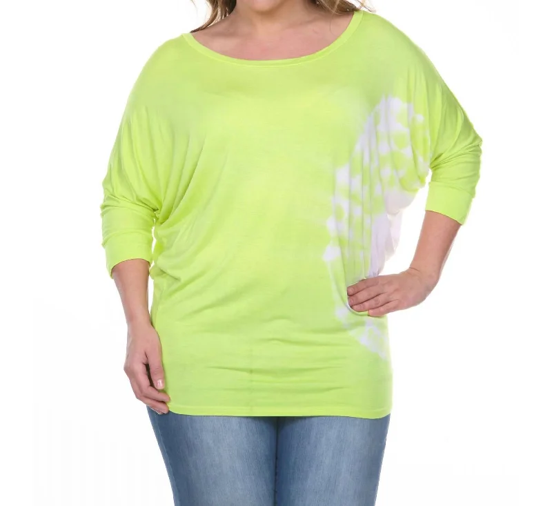 Chic Casual Wardrobe Essentials Tie Dye Tunic Top - Plus In Lime Green