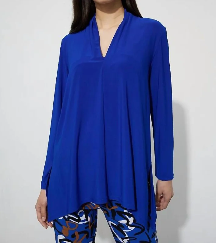 Chic Women's Clothing Online V-Neck Tunic In Royal Sapphire