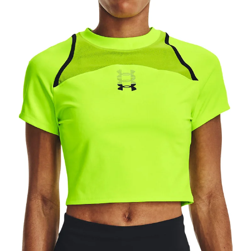 Women's Night-Out Outfit Under Armour Run Anywhere Cropped Short Sleeve Womens Running Top - Green