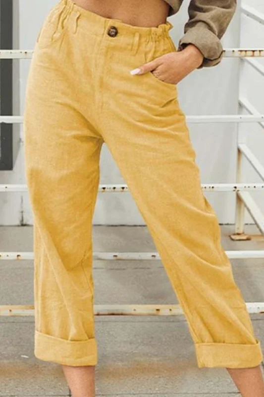 Trend Alert Rolled Hem Crop Linen Pant