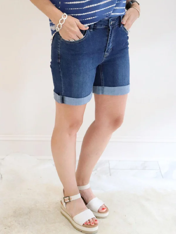 Holiday Gift Guide Sale Denim Rolled Up Cuff Shorts In Medium Wash