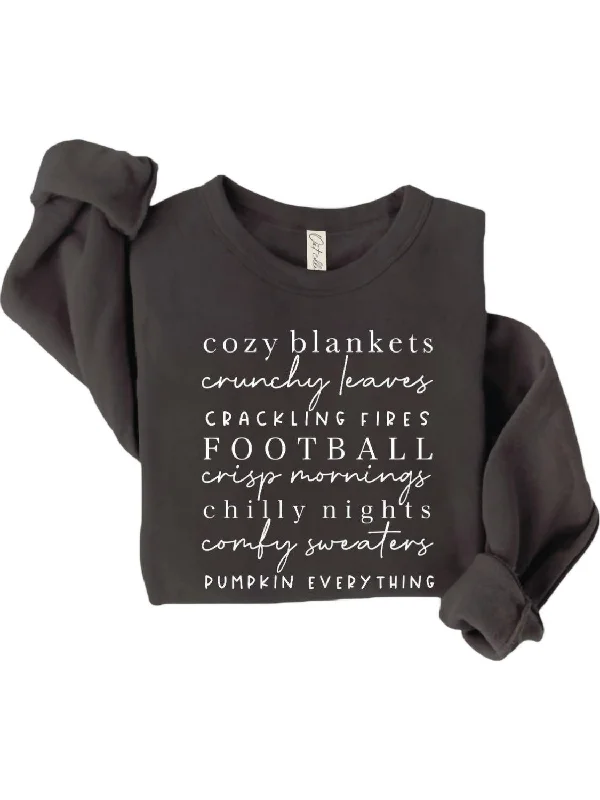 Holiday Special Offers Women's Cozy Blankets Graphic Sweatshirt In Black