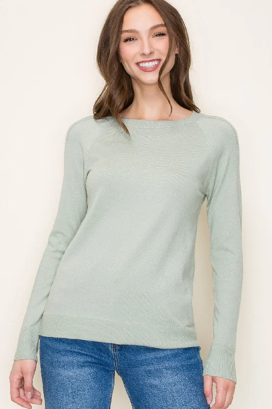 Fashionable Women's Casual Apparel Mint Knit Long Sleeve Top