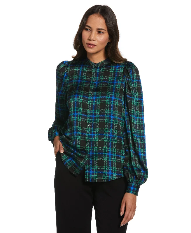 Flash Sale Online Petite Plaid Print Blouse