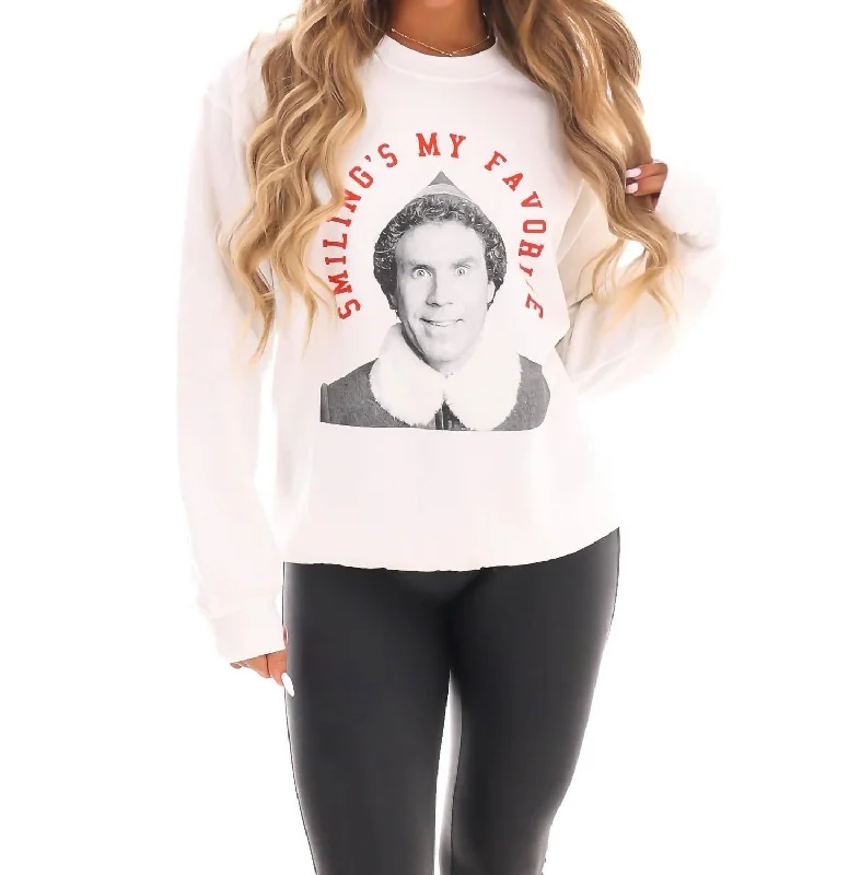 Women's Fashion Clothing Smiling's My Favorite Sweatshirt In White