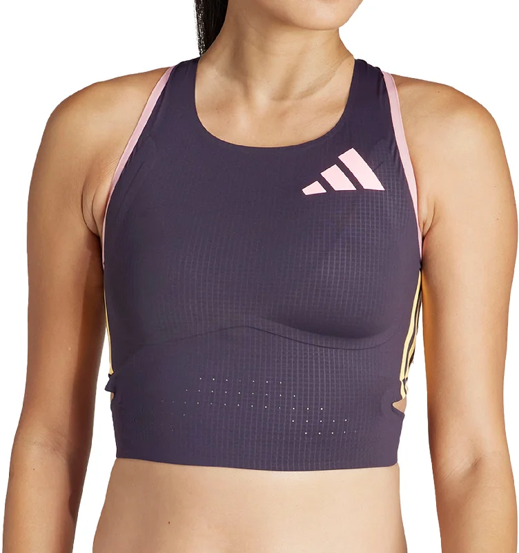 Women's Activewear Outfit adidas Adizero Promo Womens Running Crop Top - Purple