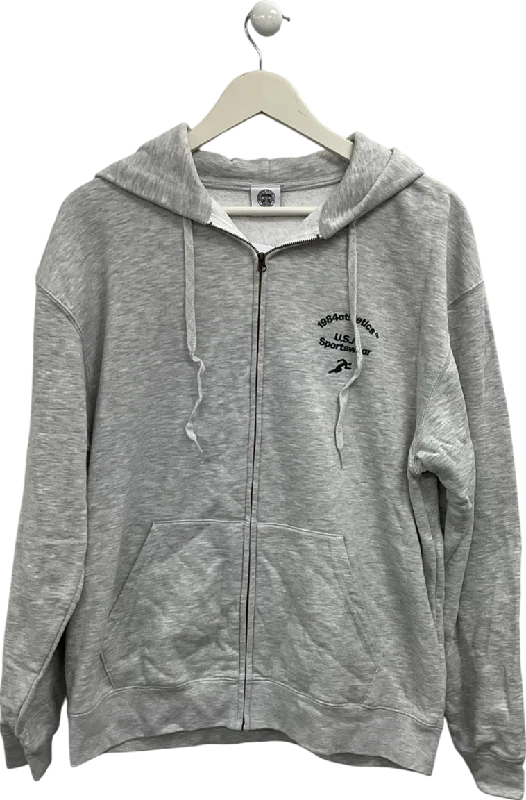 Women's Outdoor Attire Independent Culture Club Grey Running Club Zip Through Hoodie UK L