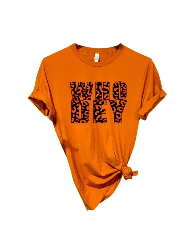 Timeless Women's Fashion Styles Unisex - Who Dey Leopard T-Shirt In Orange