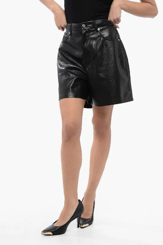 Preppy Style Nanushka High Waisted Faux Leather Zosha Shorts