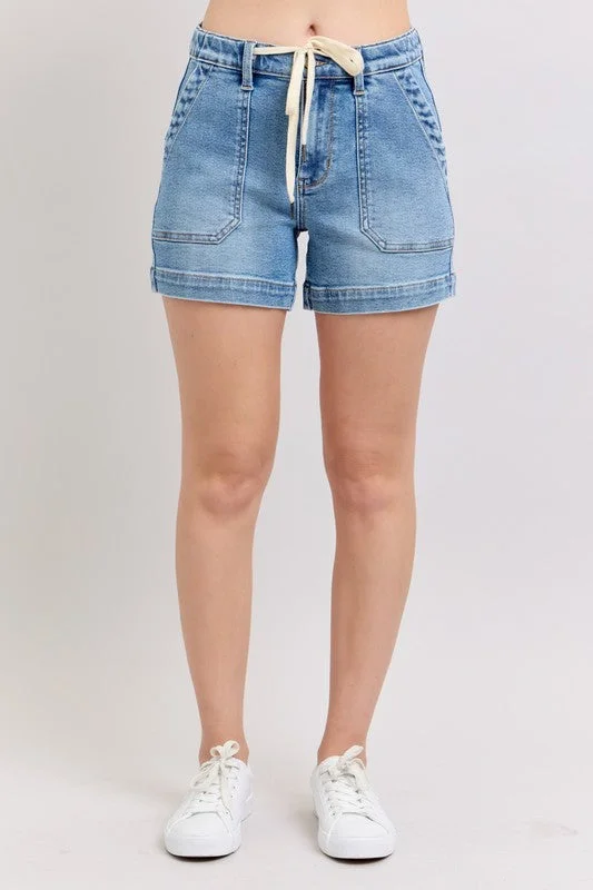 Women Clothes Judy Blue Vintage Wash Jogger Shorts