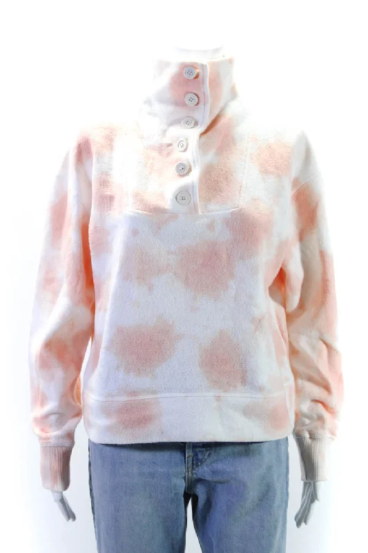 Charming Women's Garments Faherty Womens Cotton Tie Dye Buttoned Long Sleeve Sweatshirt Orange