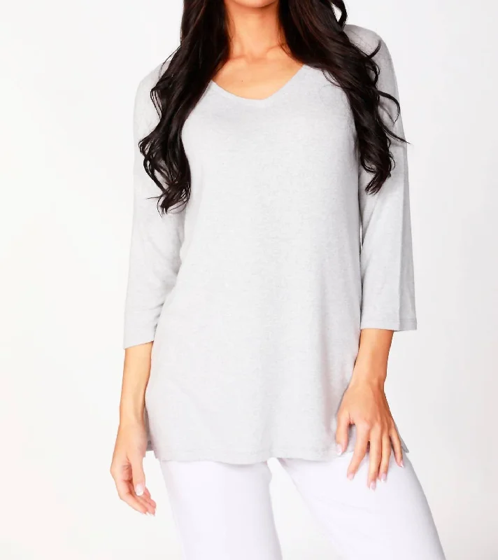 Stylish Women's Outfit Tatiana Kashmira 3/4 Sleeve Tunic In Gray